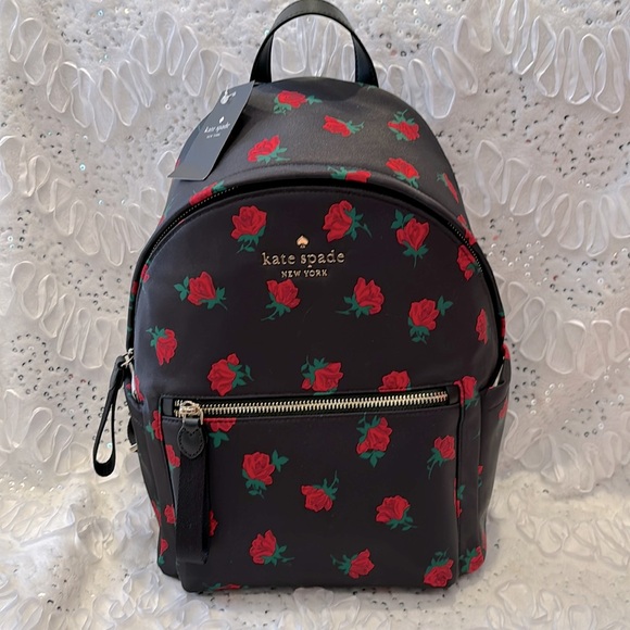 NWT KATE SPADE NEW YORK Chelsea Rose Toss Print Medium Backpack - Picture 2 of 9